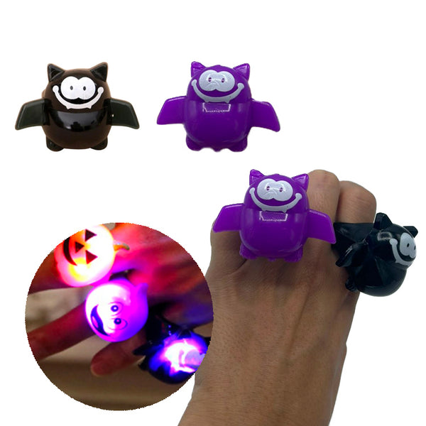 anillo luminoso de murciélago morado y negro para halloween