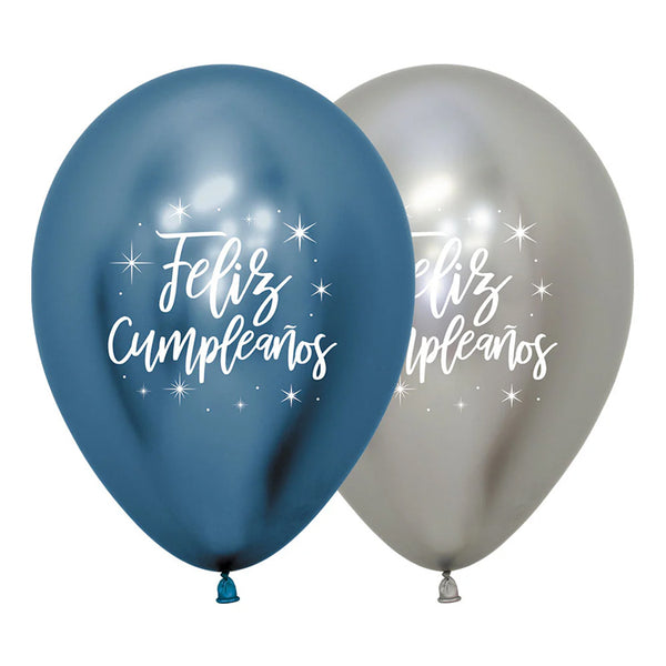 BOMBA GLOBO TAMAÑO R-12 IMP FELIZ CUMPLEAÑOS RADIANTE REFLEX X12 UNIDADES