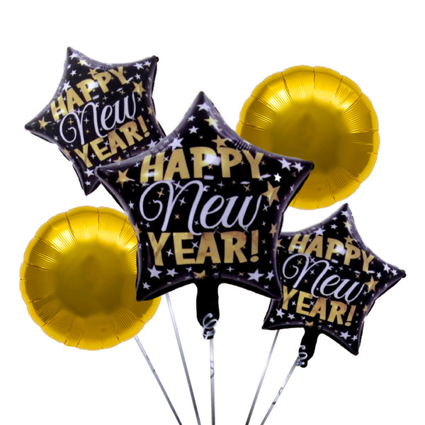 bouquet de globos metalizado happy new year