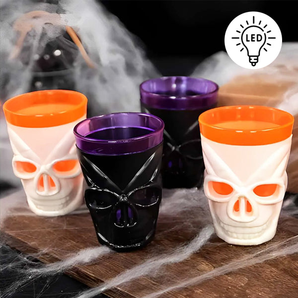COPA SHOT LUZ LED CALABERA DOBLE COLOR HALLOWEEN