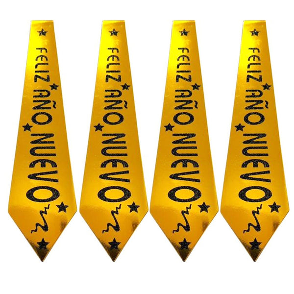 CORBATA FELIZ AÑO X6 DORADA