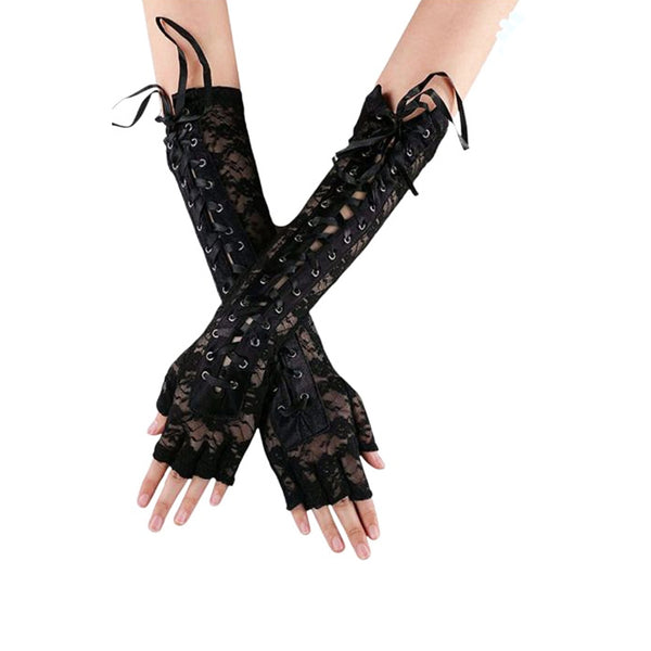 GUANTES ENCAJE CORDÓN NEGRO