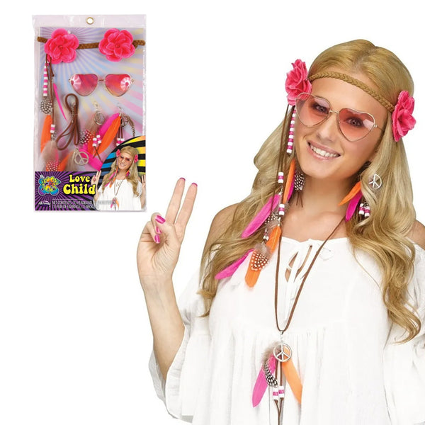 KIT ACCESORIOS AÑOS 60 HIPPIE HALLOWEEN