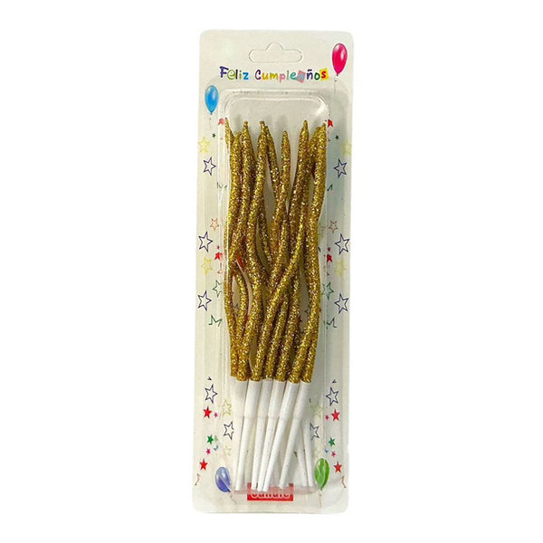 VELA ESPIRAL MIRELLADA DORADA X12