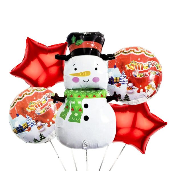 BOUQUET NAVIDEÑO GLOBO METALIZADO MUÑECO NIEVE X5