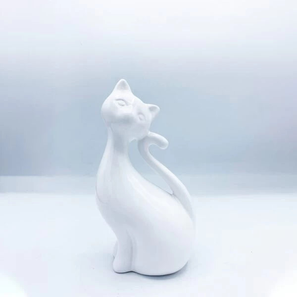 gato blanco cerámica decorativo