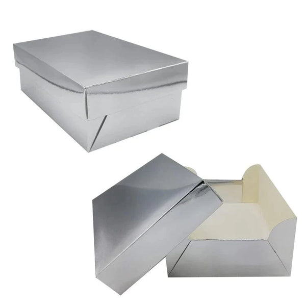 caja metalizada rectangular plateada