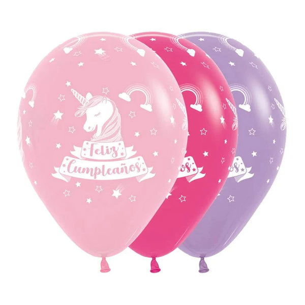 globos estampado unicornio feliz cumpleaños